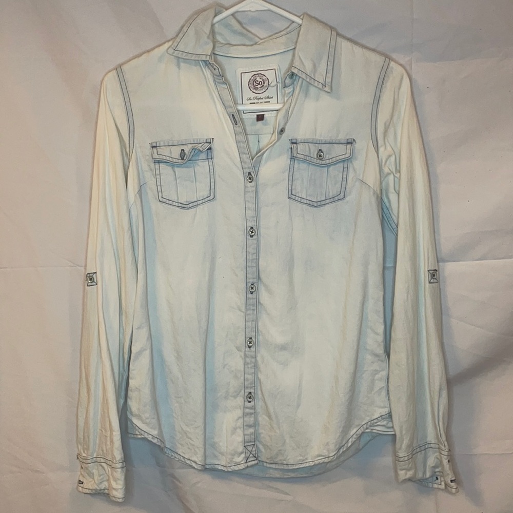 Denim button down bleached wash